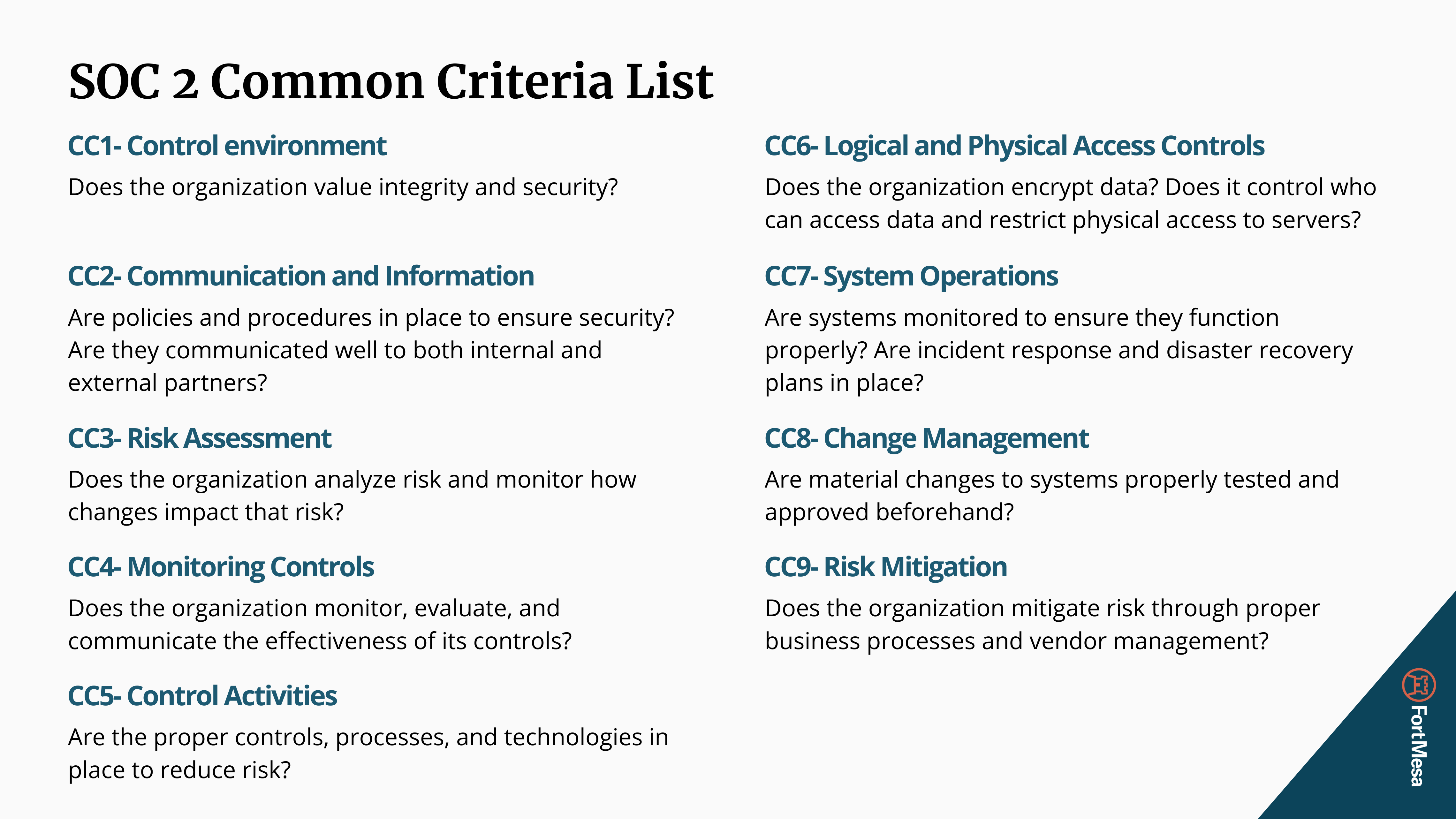 SOC 2 Common Criteria List